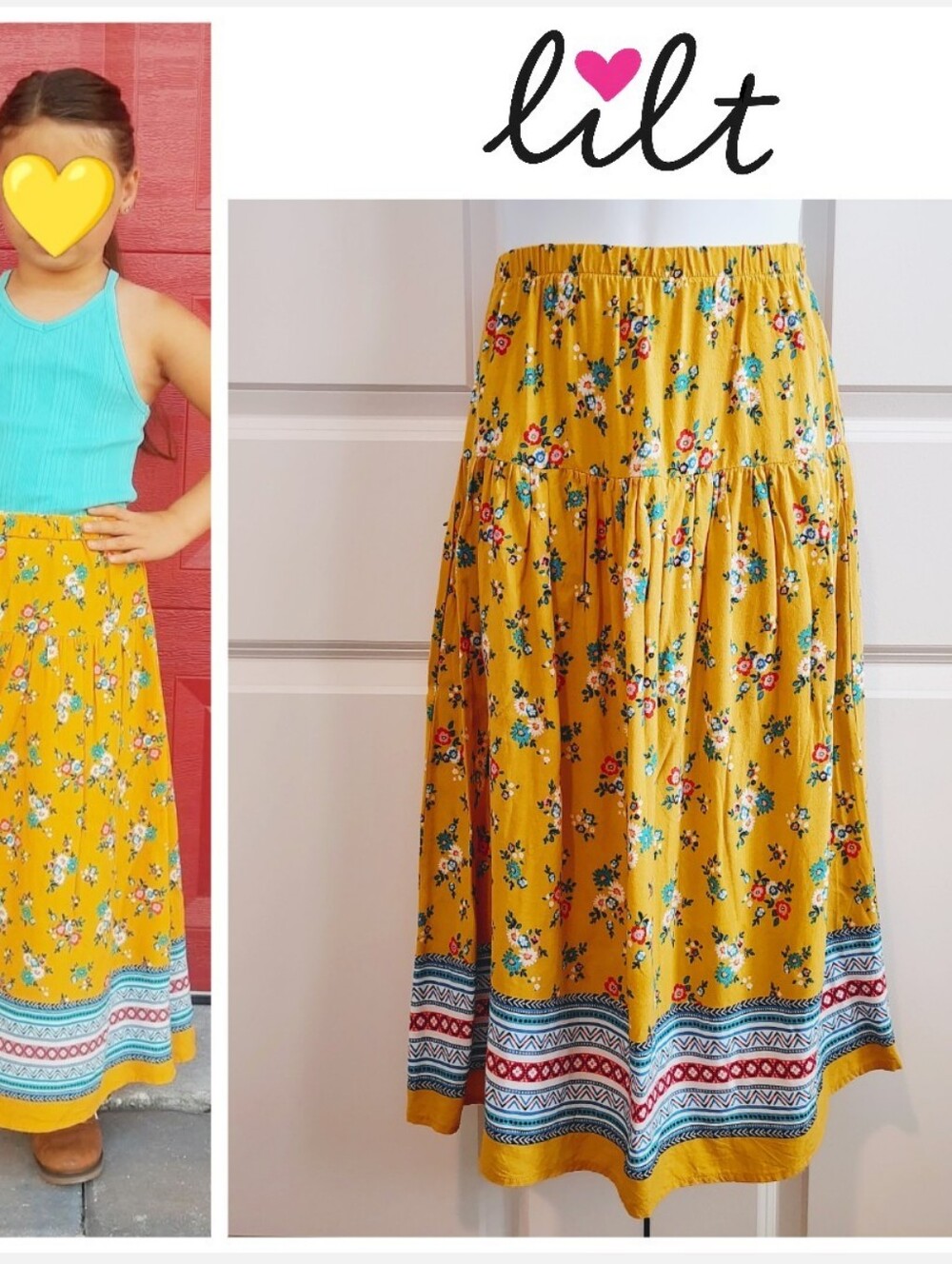 Yellow Floral Maxi Skirt